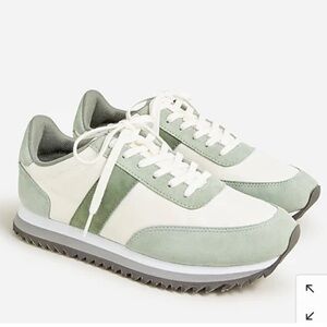 J Crew light mint  green trainer color block sneaker lace up size 7.5 shoe